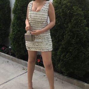 Genuine Leather Ruffle Bodycon Mini Dress